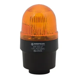 WERMA 20932067 Industrial Signal Beacon, 58mm, Yellow, Flashing Strobe, IP65, Tube Mount, 115 VAC | CV6LYA