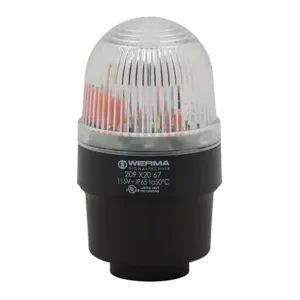 WERMA 20942067 Industrial Signal Beacon, 58mm, Clear/White, Flashing Strobe, IP65, Tube Mount, 115 VAC | CV6LYF