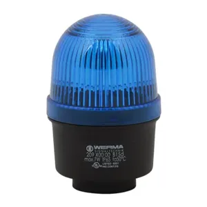 WERMA 20950000 Incandescent Industrial Signal Beacon, 57mm, Blue, Permanent, IP65, Tube Mount | CV6LYG