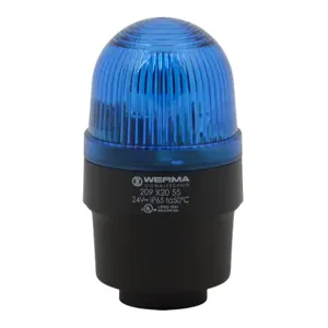 WERMA 20952055 Industrial Signal Beacon, 58mm, Blue, Flashing Strobe, IP65, Tube Mount, 24 VDC | CV6LYK