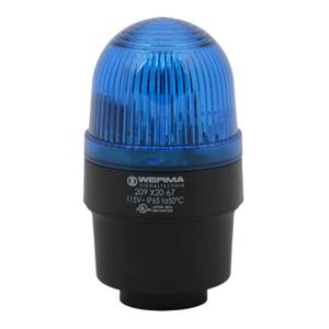 WERMA 20952067 Industrial Signal Beacon, 58mm, Blue, Flashing Strobe, IP65, Tube Mount, 115 VAC | CV6LYL