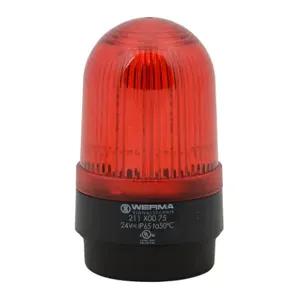 WERMA 21110075 Industrial Tall Signal Beacon, 58mm, Red, Permanent, IP65, Base Mount, 24 VAC/VDC | CV6LYU