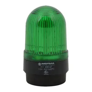 WERMA 21120067 Industrial Tall Signal Beacon, 58mm, Green, Permanent, IP65, Base Mount, 115 VAC | CV6LYV