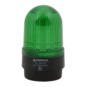 WERMA 21120075 Industrial Tall Signal Beacon, 58mm, Green, Permanent, IP65, Base Mount, 24 VAC/VDC | CV6LYW