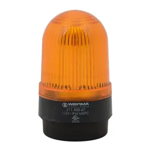 WERMA 21130067 Industrial Tall Signal Beacon, 58mm, Yellow, Permanent, IP65, Base Mount, 115 VAC | CV6LYX