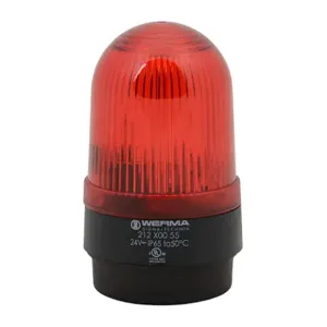 WERMA 21210055 Industrial Tall Signal Beacon, 58mm, Red, Flashing Strobe, IP65, Base Mount, 24 VDC | CV6LZD