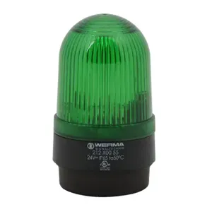 WERMA 21220055 Industrial Tall Signal Beacon, 58mm, Green, Flashing Strobe, IP65, Base Mount, 24 VDC | CV6LZF