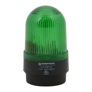 WERMA 21220067 Industrial Tall Signal Beacon, 58mm, Green, Flashing Strobe, IP65, Base Mount, 115 VAC | CV6LZG