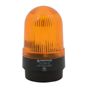 WERMA 21230055 Industrial Tall Signal Beacon, 58mm, Yellow, Flashing Strobe, IP65, Base Mount, 24 VDC | CV6LZH