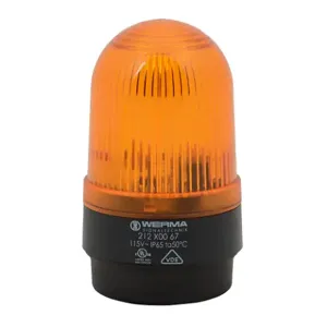 WERMA 21230067 Industrial Tall Signal Beacon, 58mm, Yellow, Flashing Strobe, IP65, Base Mount, 115 VAC | CV6LZJ