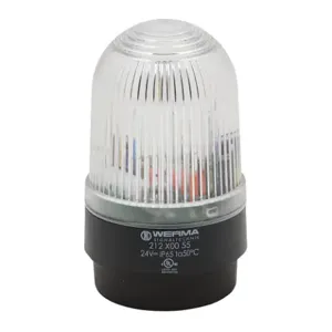 WERMA 21240055 Industrial Tall Signal Beacon, 58mm, Clear/White, Flashing Strobe, IP65, Base Mount | CV6LZK