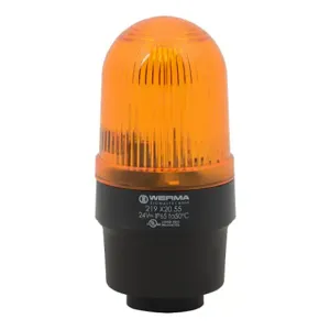 WERMA 21932055 Industrial Tall Signal Beacon, 58mm, Yellow, Flashing Strobe, IP65, Tube Mount, 24 VDC | CV6MBD