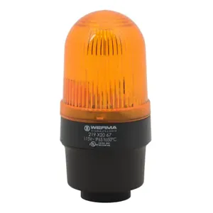 WERMA 21932067 Industrial Tall Signal Beacon, 58mm, Yellow, Flashing Strobe, IP65, Tube Mount, 115 VAC | CV6MBE