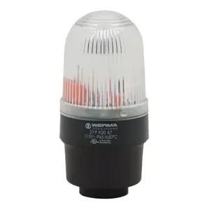 WERMA 21942067 Industrial Tall Signal Beacon, 58mm, Clear/White, Flashing Strobe, IP65, Tube Mount | CV6MBK