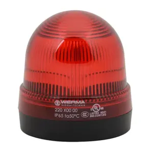 WERMA 22010000 Incandescent Industrial Signal Beacon, 75mm, Red, Permanent, IP65, Base Mount | CV6MBR