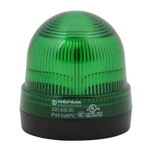 WERMA 22020000 Incandescent Industrial Signal Beacon, 75mm, Green, Permanent, IP65, Base Mount | CV6MBT