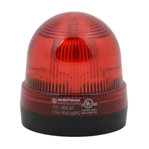 WERMA 22110067 Industrial Signal Beacon, 75mm, Red, Permanent, Base Mount, 115 VAC | CV6MBX