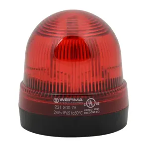 WERMA 22110075 Industrial Signal Beacon, 75mm, Red, Permanent, Base Mount, 24 VAC/VDC | CV6MBY