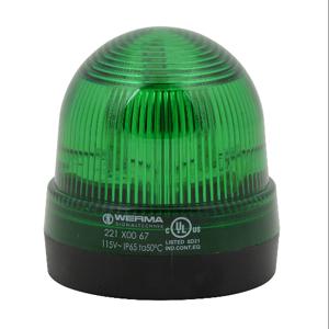 WERMA 22120067 Industrial Signal Beacon, 75mm, Green, Permanent, Base Mount, 115 VAC | CV6MBZ