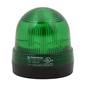 WERMA 22120067 Industrial Signal Beacon, 75mm, Green, Permanent, Base Mount, 115 VAC | CV6MBZ