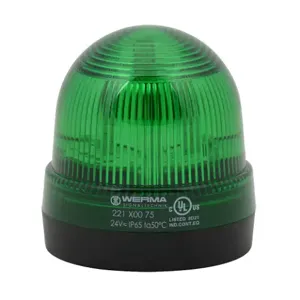 WERMA 22120075 Industrial Signal Beacon, 75mm, Green, Permanent, Base Mount, 24 VAC/VDC | CV6MCA