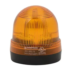 WERMA 22130075 Industrial Signal Beacon, 75mm, Yellow, Permanent, Base Mount, 24 VAC/VDC | CV6MCC