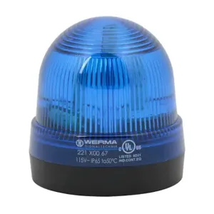 WERMA 22150067 Industrial Signal Beacon, 75mm, Blue, Permanent, Base Mount, 115 VAC | CV6MCF