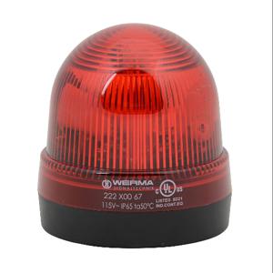 WERMA 22210067 Industrial Signal Beacon, 75mm, Red, Flashing Strobe, IP65, Base Mount, 115 VAC | CV6MCJ