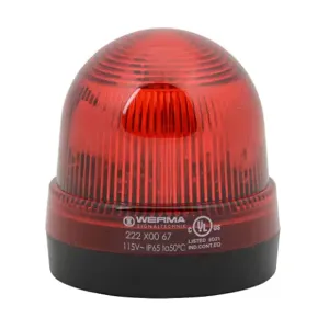 WERMA 22210067 Industrial Signal Beacon, 75mm, Red, Flashing Strobe, IP65, Base Mount, 115 VAC | CV6MCJ