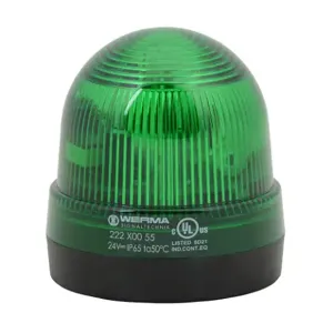 WERMA 22220055 Industrial Signal Beacon, 75mm, Green, Flashing Strobe, IP65, Base Mount, 24 VDC | CV6MCK