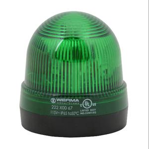 WERMA 22220067 Industrial Signal Beacon, 75mm, Green, Flashing Strobe, IP65, Base Mount, 115 VAC | CV6MCL