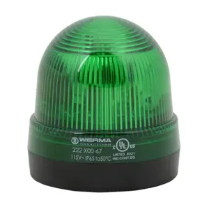 WERMA 22220067 Industrial Signal Beacon, 75mm, Green, Flashing Strobe, IP65, Base Mount, 115 VAC | CV6MCL