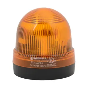 WERMA 22230055 Industrial Signal Beacon, 75mm, Yellow, Flashing Strobe, IP65, Base Mount, 24 VDC | CV6MCM