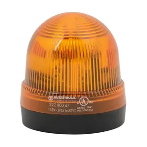 WERMA 22230067 Industrial Signal Beacon, 75mm, Yellow, Flashing Strobe, IP65, Base Mount, 115 VAC | CV6MCN