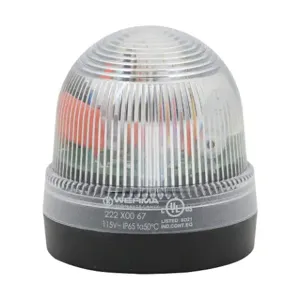 WERMA 22240067 Industrial Signal Beacon, 75mm, Clear/White, Flashing Strobe, IP65, Base Mount, 115 VAC | CV6MCQ