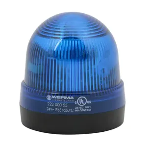 WERMA 22250055 Industrial Signal Beacon, 75mm, Blue, Flashing Strobe, IP65, Base Mount, 24 VDC | CV6MCR