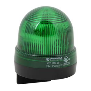 WERMA 22520055 Industrial Signal Beacon, 75mm, Green, Flashing Strobe, IP65, Bracket Mount, 24 VDC | CV6MDM