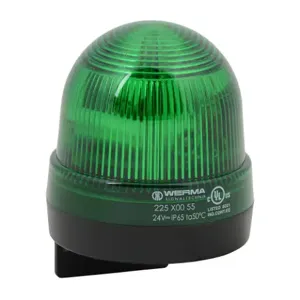 WERMA 22520055 Industrial Signal Beacon, 75mm, Green, Flashing Strobe, IP65, Bracket Mount, 24 VDC | CV6MDM