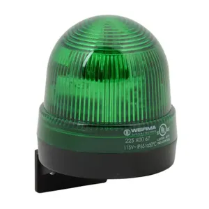 WERMA 22520067 Industrial Signal Beacon, 75mm, Green, Flashing Strobe, IP65, Bracket Mount, 115 VAC | CV6MDN