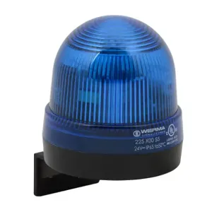 WERMA 22550055 Industrial Signal Beacon, 75mm, Blue, Flashing Strobe, IP65, Bracket Mount, 24 VDC | CV6MDU