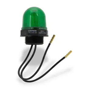 WERMA 23020055 Industrial Signal Beacon, 29mm, Green, Permanent, M20 x 1.5 Threaded Base Mount, 24 VDC | CV6MDX