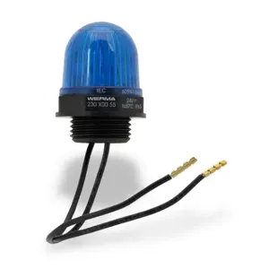 WERMA 23050055 Industrial Signal Beacon, 29mm, Blue, Permanent, M20 x 1.5 Threaded Base Mount, 24 VDC | CV6MED