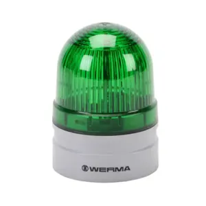 WERMA 26021060 LED Industrial Signal Beacon, 62mm, Green, Permanent Or Blinking, IP66, Modular Mount | CV6MEV