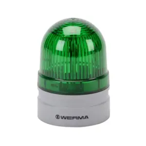 WERMA 26022075 LED Industrial Signal Beacon, 62mm, Green, Double Flash Or Evs Flashing, IP66 | CV6MFA