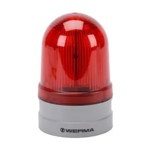 WERMA 26114060 LED Industrial Signal Beacon, 85mm, Red, Rotating, IP66, Modular Mount, 115-230 VAC | CV6MGB