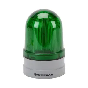 WERMA 26124070 LED Industrial Signal Beacon, 85mm, Green, Rotating, IP66, Modular Mount, 12/24 VAC/VDC | CV6MGJ