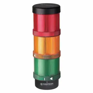 WERMA 64900001 Tower Light Assembly, 3 Light, Green/Red/Yellow, Flashing/Steady, Intermittent/Steady | CU9VXL 452T30