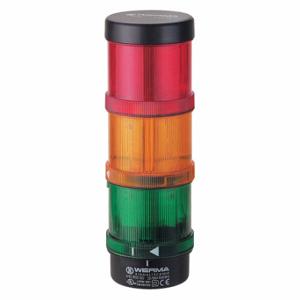 WERMA 64924001 Tower Light Assembly, 3 Lights, Green/Red/Yellow, Flashing/Steady, Steady, LED | CU9VXZ 452T51