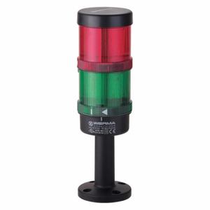 WERMA 64924006 Tower Light Assembly, 2 Lights, Green/Red, Flashing/Steady, Steady, LED, 70 mm Dia | CU9VXB 452T56