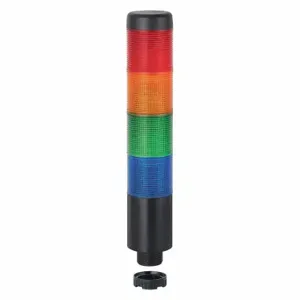 WERMA 69915075 Tower Light Assembly, 4 Lights, Blue/Green/Red/Yellow, Flashing/Steady, Steady | CU9VYJ 452U05